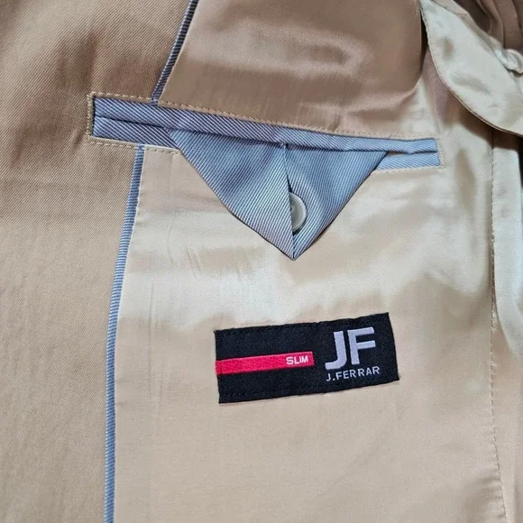 J Ferrar Mens Slim Fit Blazer Florence Brown Tan Suit Jacket 38 SH New NWT